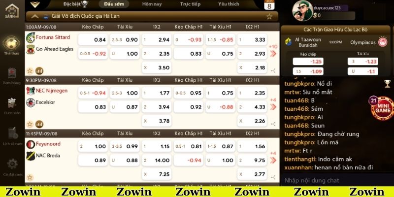 Lựa chọn Zowin để cá cược bóng đá an toàn
