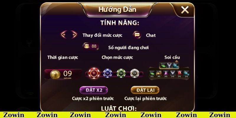 Tính tiền thắng thua theo nguyên tắc cụ thể trên Zowin